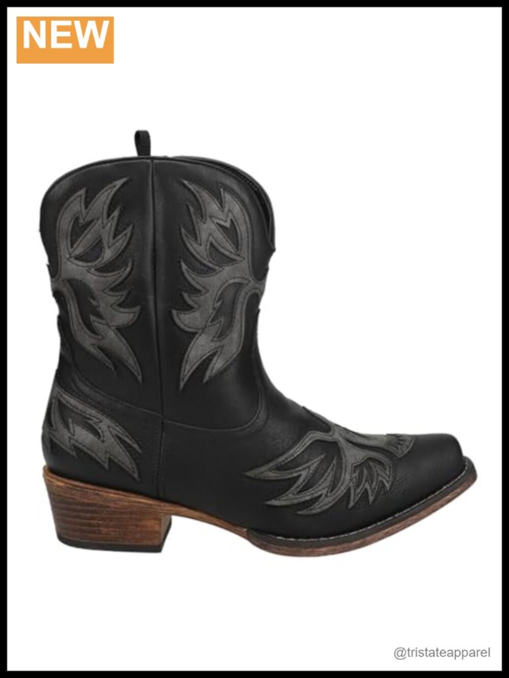 Faux Leather Snip Toe Western Bootie Pull On Ankle Boot